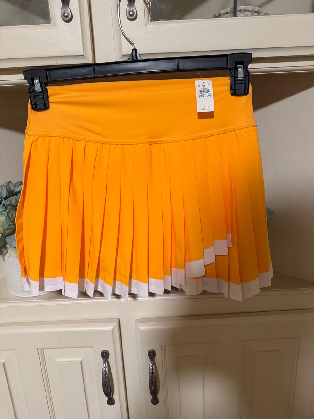 Offline by Aerie Vibrant Orange Pleated Tennis Skort with White Hem